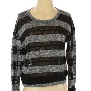 Splendid Striped Emo Goth Sweater Gray and Black Long Sleeve